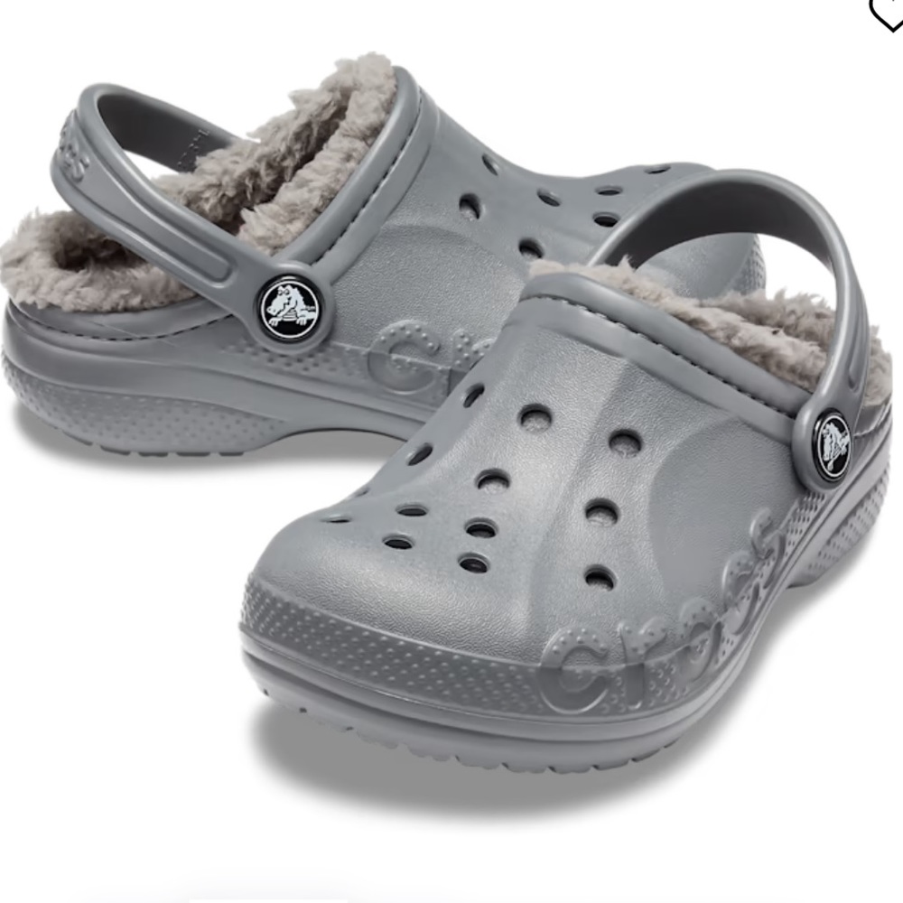 New Crocs Baya Lined Sherpa Fleece Clogs in Charcoal Size 6C - Picture 3 of 7